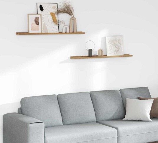 Vegghylle med hylle 2 pcs Brun 100 x 9 x 3 cm Konstruert tre Vegghylle med hylle 2 pcs Brun 100 x 9 x 3 cm Konstruert tre