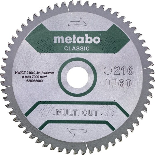 Metabo Multi Cut Classic 216 mm Sirkelsagblad med 60 Tenner Metabo Multi Cut Classic 216 mm Sirkelsagblad med 60 Tenner