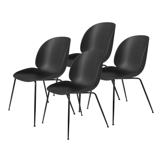Gubi Beetle Dining Chair Conic Base Uten Trekk 4-Pakning Black / Black