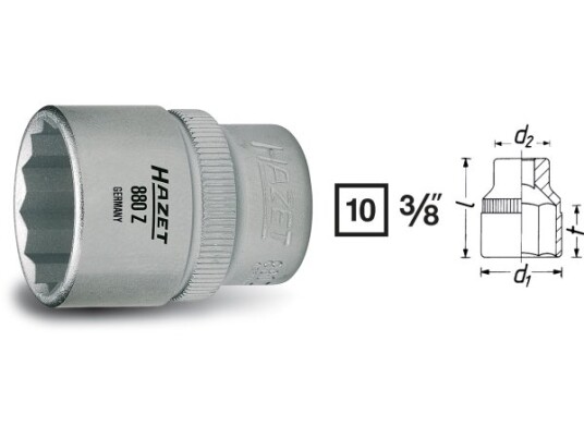 Hazet 880Z-11, 1 Stykker, 76,2 / 8 Mm (3 / 8"), Kromvanadiumstål, 2,6 Cm, 23 G Hazet 880Z-11, 1 Stykker, 76,2 / 8 Mm (3 / 8"), Kromvanadiumstål, 2,6 Cm, 23 G