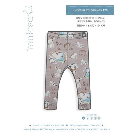 MiniKrea Mønster 00120 Unisex Baby Leggings str 0 4 år