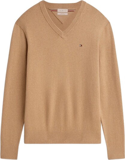Tommy Hilfiger Pima Org Ctn Cashmere V Neck Beige M