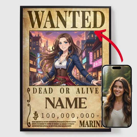 'Personlige Plakater Ettersøkt Plakat Anime Stil AI Plakat'