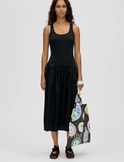 STINE GOYA Rib Casual Tank Midi Dress Black XL STINE GOYA Rib Casual Tank Midi Dress Black XL