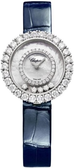 Chopard Dameklokke 205369 1001 Happy Diamonds Hvit/Lær Ø28.6 mm