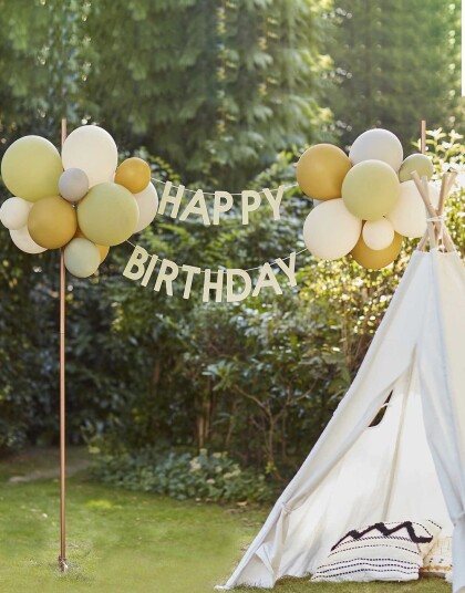 Happy Birthday Banner med Ballonger Let"s Go Wild!