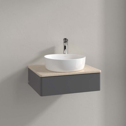 Villeroy & Boch Antao Servantskap med 1 skuff 60x50x19 cm u/lys Antrasitt/Crème Villeroy & Boch Antao Servantskap med 1 skuff 60x50x19 cm u/lys Antrasitt/Crème