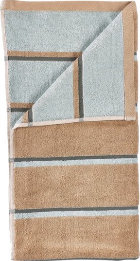Zone Denmark Håndklæde Sauna 50X100 Camel/Ice Blue/Olive Green - Beige - 100X50X0.5CM x 100