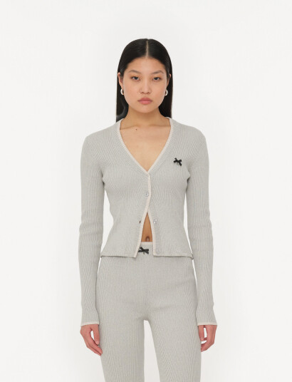 ROTATE Birger Christensen Fine Rib Cardigan Blue S ROTATE Birger Christensen Fine Rib Cardigan Blue S