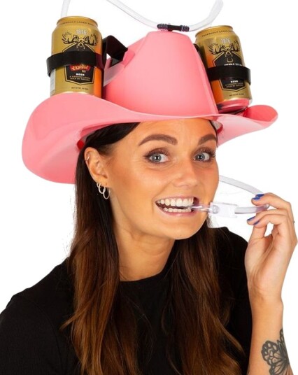 Rosa Cowboy Drikkehatt med Klistremerker