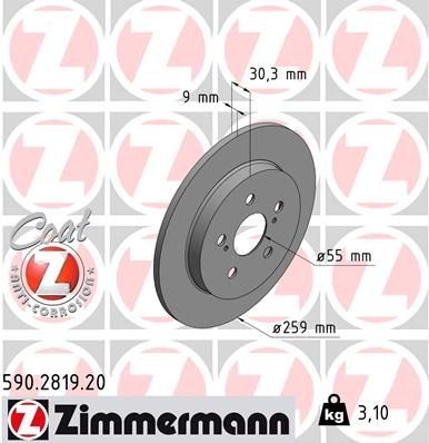 Bremseskive ZIMMERMANN 590.2819.20