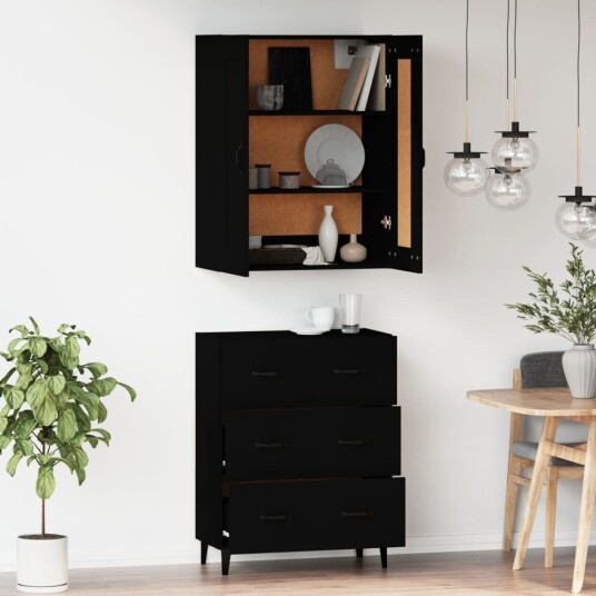 vidaXL Highboard svart konstruert tre