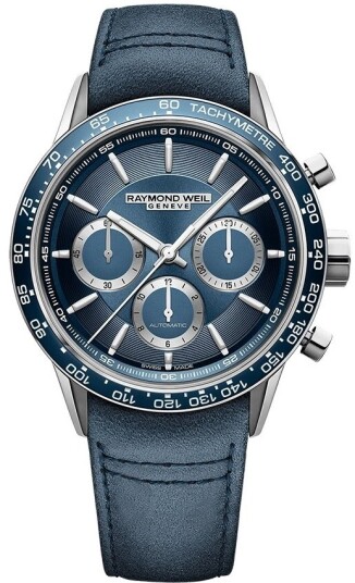 Raymond Weil Herreklokke 7741 SC3 50021 Freelancer Blå/Lær Ø43.5 mm