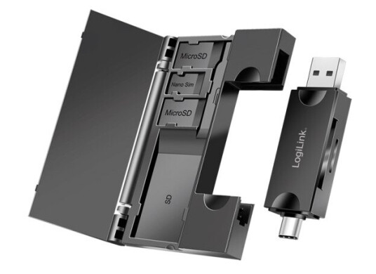 Minnekortleser Usb-C + Usb-A Microsd - Og Sd-Kort Inkl. Oppbevaring
