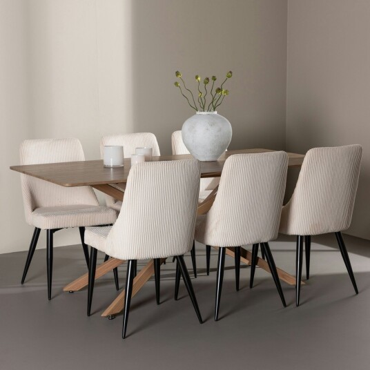 Spisegruppe Venture Home Piazza 180 med 6 stk Leone Stoler