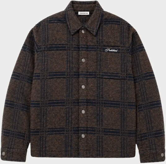 Prohibited Back Again Flannel Overshirt BROWN/BLUE L Prohibited Back Again Flannel Overshirt BROWN/BLUE L