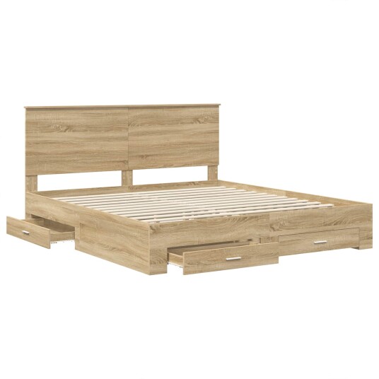 Sengestamme med skuff Sonoma eik 200 x 200 cm Konstruert tre