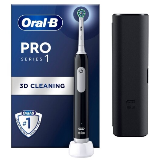 Oral-B Pro 1 Elektrisk Tannbørste med Reisetui Roterende Og Vibrerende Sort Oral-B Pro 1 Elektrisk Tannbørste med Reisetui Roterende Og Vibrerende Sort