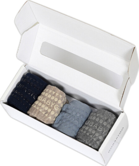 GoBabyGo Sokker i Ull 4 pk Combo box Blue/ Sand/ Blue/ Grey