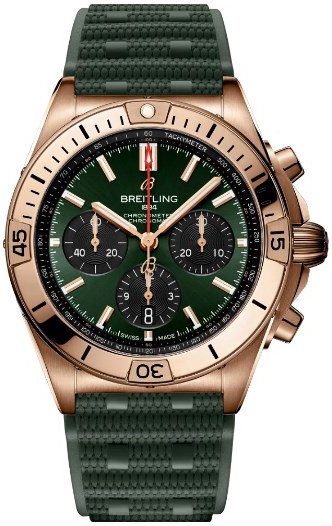 Breitling Herreklokke RB0134101L1S1 Chronomat B01 42 Grønn/Gummi