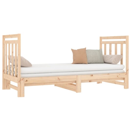 vidaXL Uttrekkbar dagseng 2x(90x190) cm heltre furu
