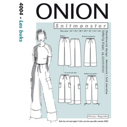 ONION Snittmønster 4004 Løs Bukse Str 34 46