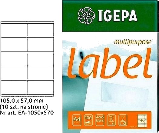 Mondi Labels A4 Igepa 105 X 57,0 Mm Hvit 100