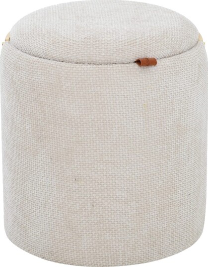 Serano puff med trehåndtak 40 cm rund Beige