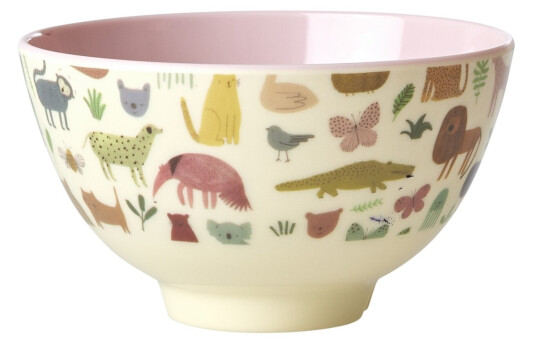 Rice Melamine Bowl Small 300 ml Pink Sweet Jungle Print