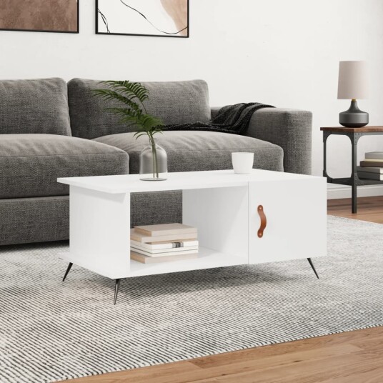 vidaXL Salongbord hvit 90x50x40 cm konstruert tre