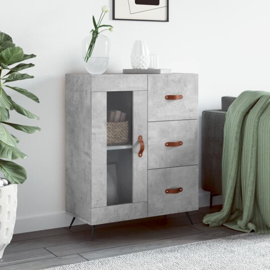 vidaXL Skjenk betonggrå 69,5x34x90 cm konstruert tre vidaXL Skjenk betonggrå 69,5x34x90 cm konstruert tre