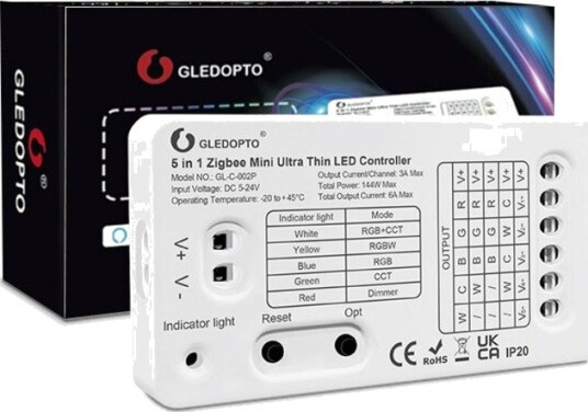 Gledopto Gledopto 5i1 Pro mini Zigbee controller Hue kompatibel RGB+CCT Gledopto Gledopto 5i1 Pro mini Zigbee controller Hue kompatibel RGB+CCT