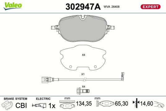 Bremseklosser VALEO 302947A