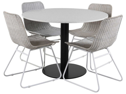 Venture Design Razzia & Cirebon spisegruppe Hvit/hvit 4 st stoler & bord 106 cm