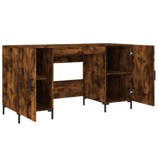 vidaXL Skrivebord røkt eik 140x50x75 cm konstruert tre