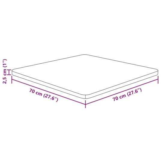 Firkantet bordplate mørkebrun 70x70x2,5 cm behandlet heltre eik 343045 Firkantet bordplate mørkebrun 70x70x2,5 cm behandlet heltre eik 343045