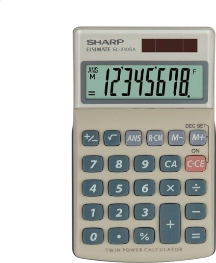 Sharp El 240sa B Kalkulator Med Solcelle 8 Siffer Sharp El 240sa B Kalkulator Med Solcelle 8 Siffer