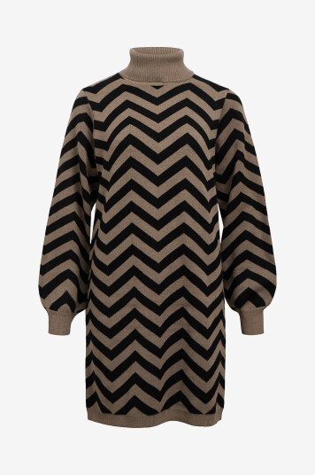 Object   Kjole objRay L/S Knit Rollneck Dress Aop   Grå