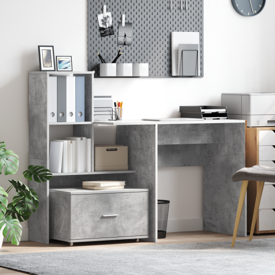  Skrivebord Betonggrå 131.5 x 50 x 106.5 cm Konstruert tre