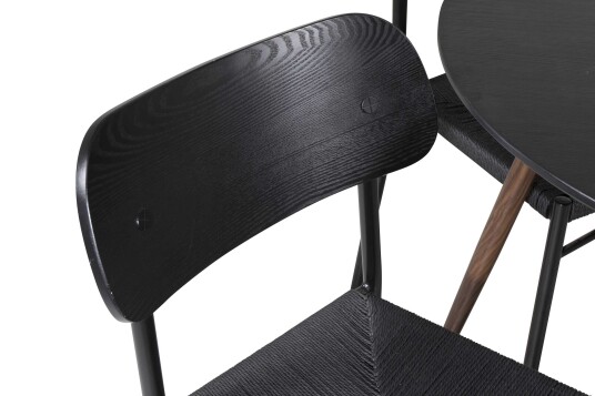 Venture Design Plaza & Polly spisegruppe Svart/svart 4 st stoler & bord 100 cm