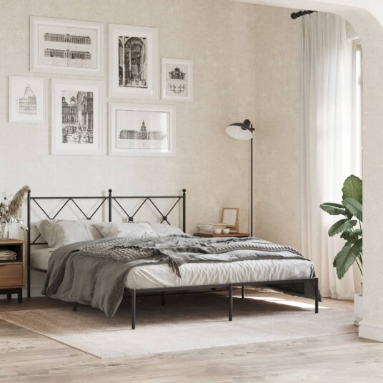  Sengeramme i metall med hodegavl svart 160x200 cm 8721012373891