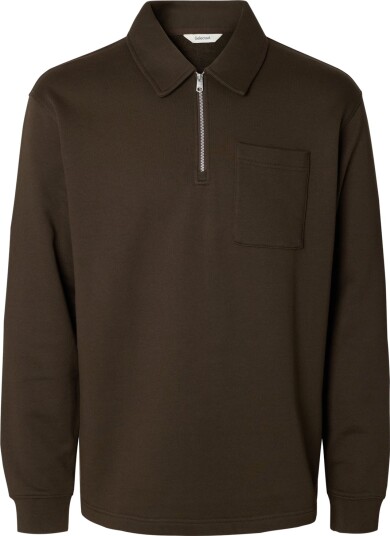 Selected Homme Scott Long Sleeve Half Zip Sweat Brun S