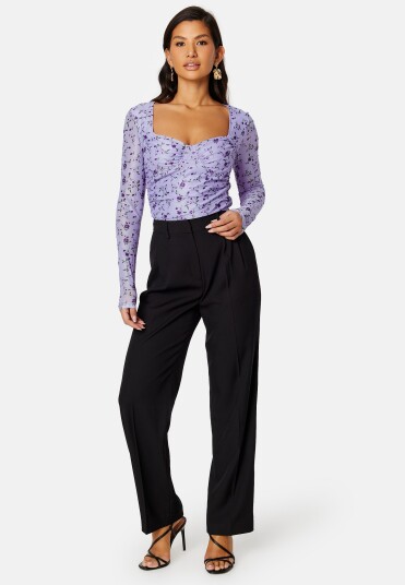 BUBBLEROOM Melandra mesh bustier top Lilac / Floral S