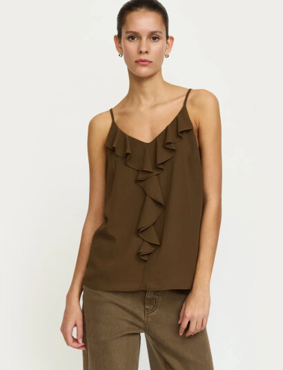 Soft Rebels Srfrida Frill Top Brown S