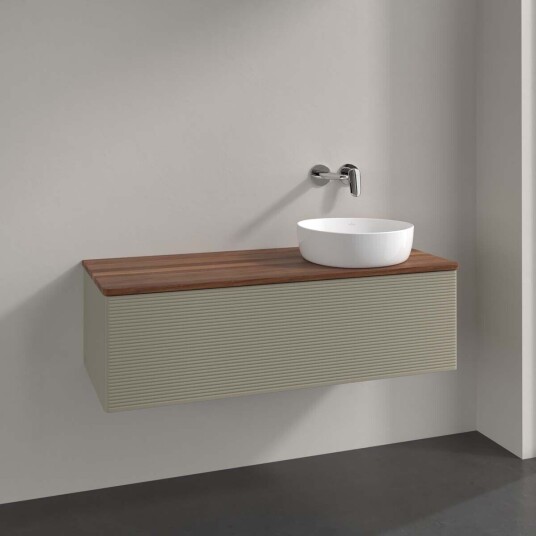 Villeroy & Boch Antao Servantskap med 1 skuff 120x50x36 cm u/lys Steingrå/Valnøtt Villeroy & Boch Antao Servantskap med 1 skuff 120x50x36 cm u/lys Steingrå/Valnøtt