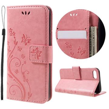 iPhone 7/8/SE (2020)/SE (2022) Butterfly Series Lommebok-deksel Rosa