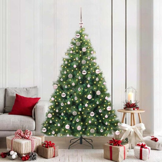  Kunstig juletre med 300 LED med stativ grønn 180 cm PE og PVC