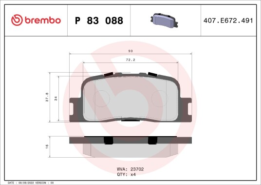 Bremseklosser BREMBO P 83 088
