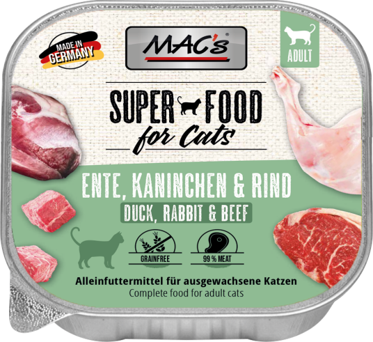 Mac"S Super Food For Cats And Kanin Og Storfe 100G Våtfôr