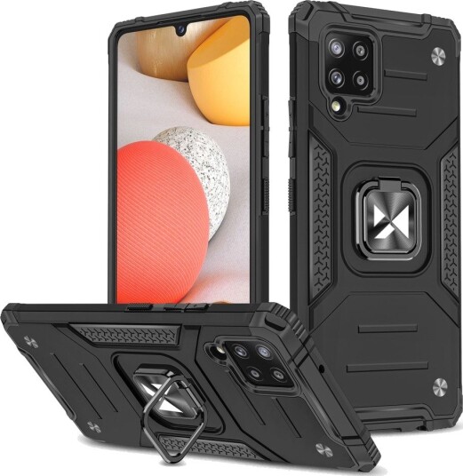 Wozinsky Ring Armor Armored Hybrid Case Cover + Magnetic Holder Samsung Galaxy A42 5G Black